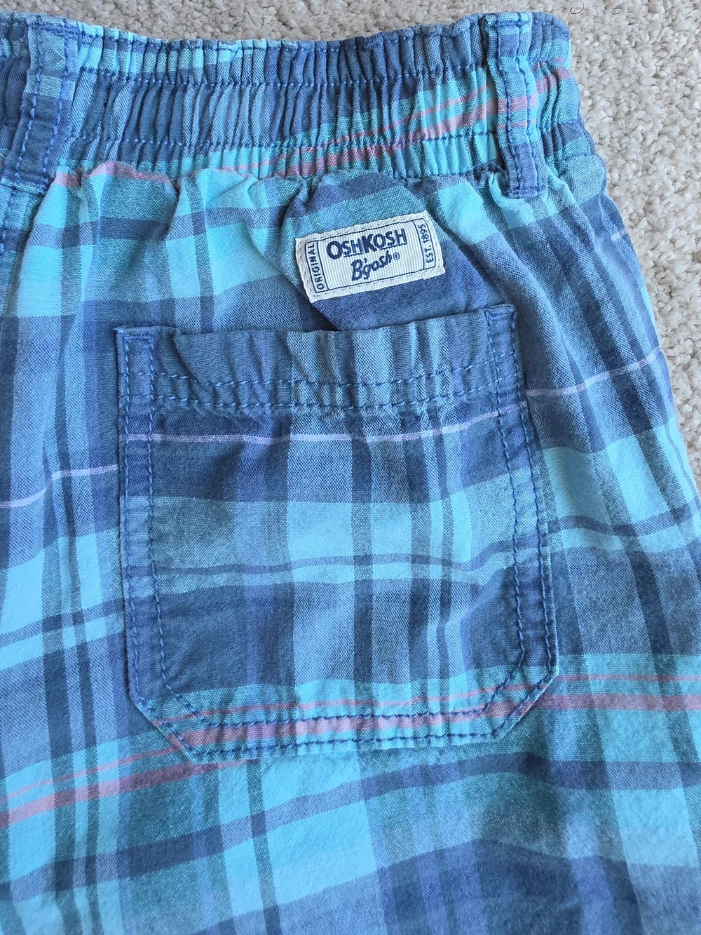 Kids OshKosh B'gosh Blue Plaid Cotton Shorts Size 10